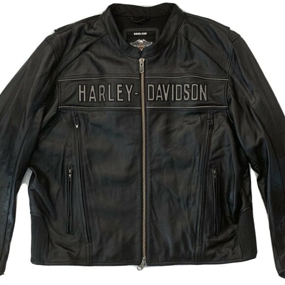 Men's Harley Davidson Reflective Road Warrior 3 in 1 Leather Jacket Large EUC - Picture 4 of 6